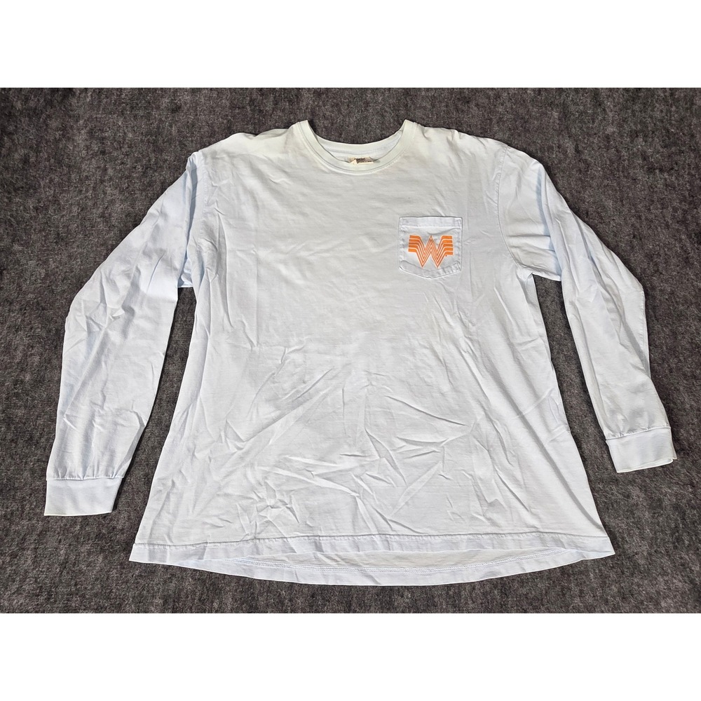 Whataburger XL Blue Long Sleeve Pocket T Shirt Texas Graphic Comfort Colors